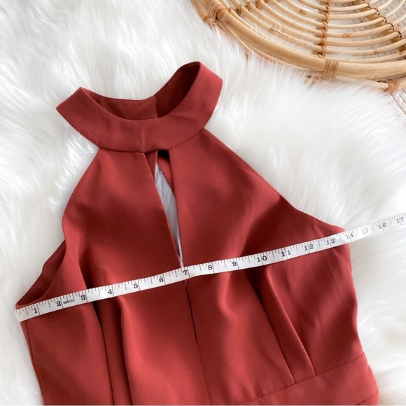 C/MEO Collective Witness Mini Dress in Marsala Red Halter Neck Cutout Sleeves XS - Picture 13 of 16